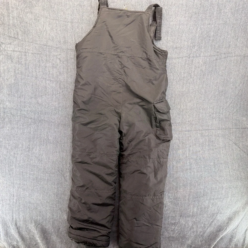 London Fog Snow Bibs Girls S 7-8 Black Polyester Reg Insulated Cargo Overalls
